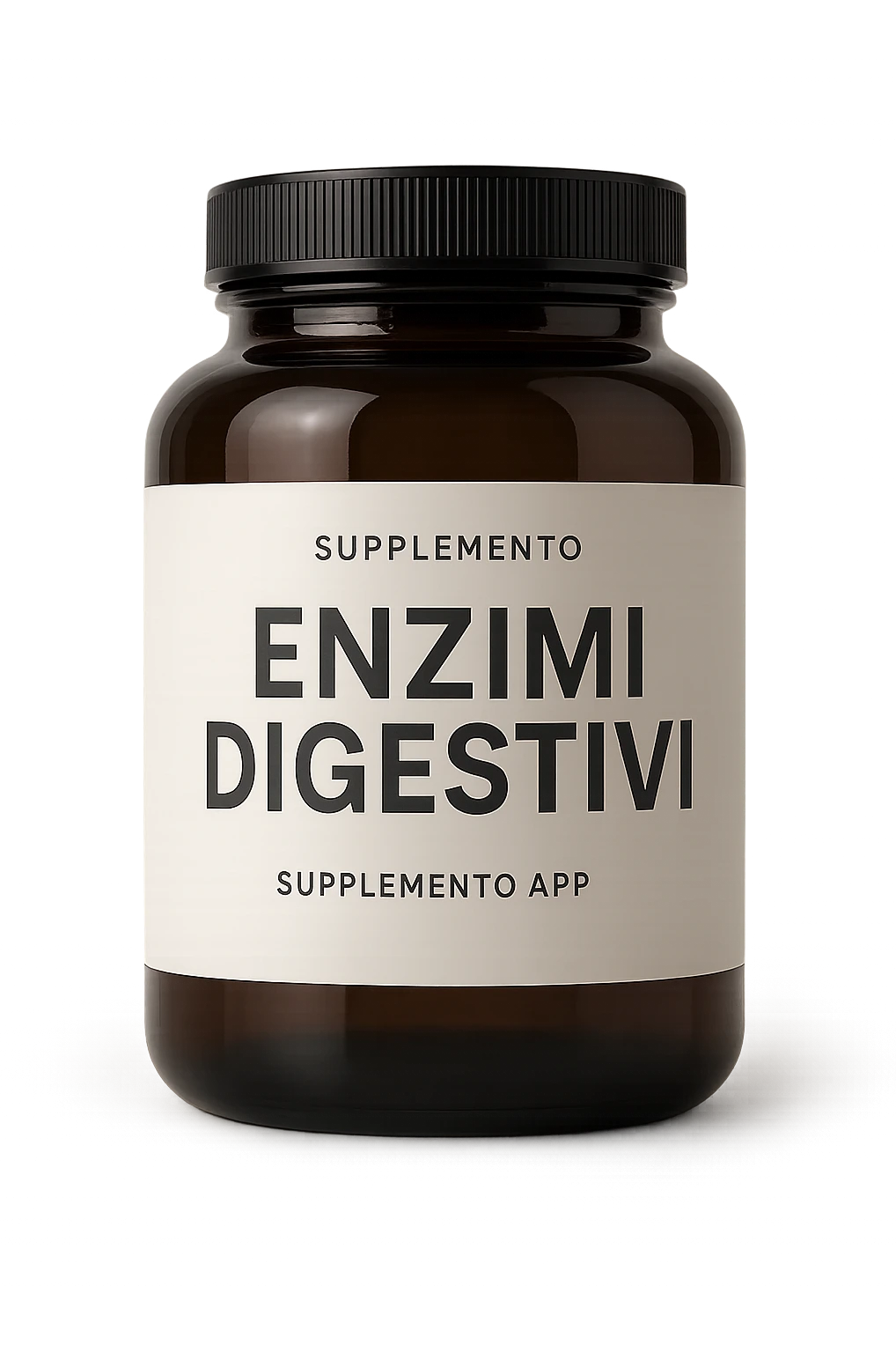 barattolo di integratore con la scritta "ENZIMI DIGESTIVI", iperrealistico 4k emoji