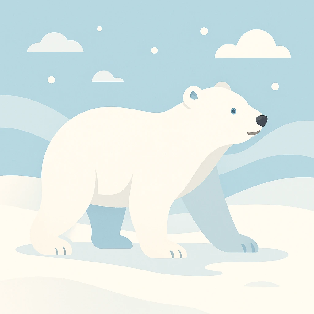 Flat design style polar bear in the snow emoji