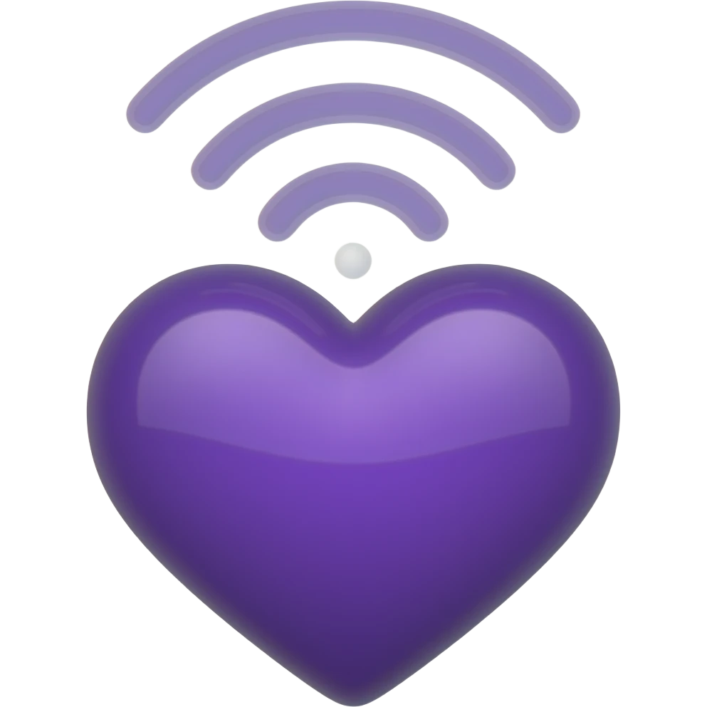 purple heart And radio signals from the heart emoji