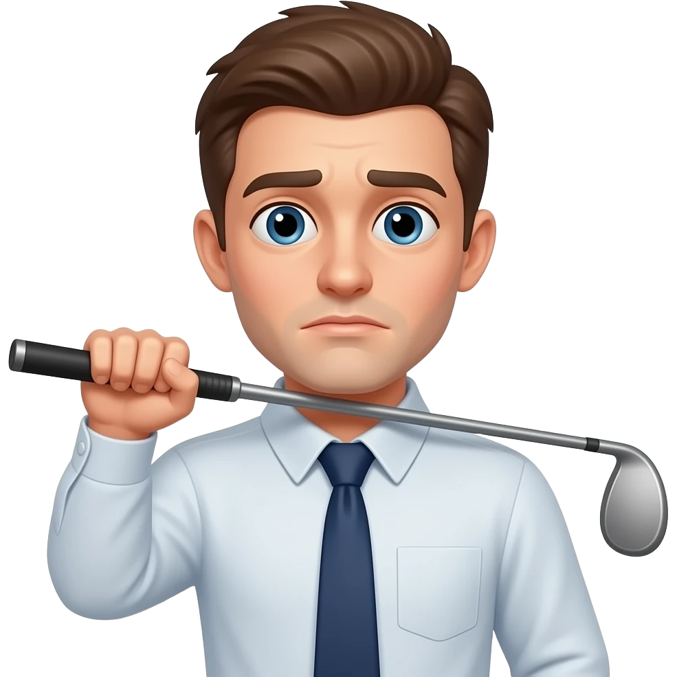Man choking holding golf club emoji