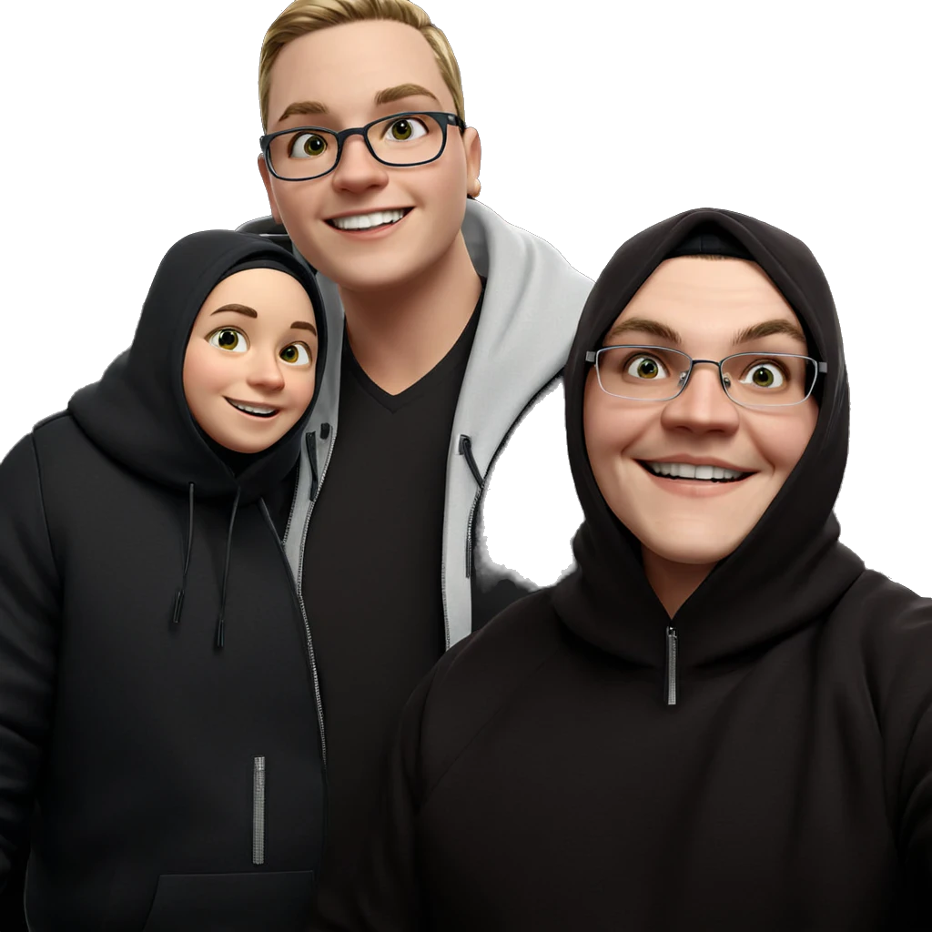 boys smiling with stylish accessories emoji