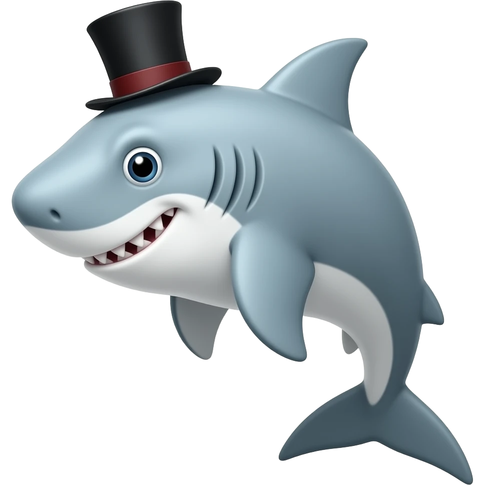 Shark with a top hat emoji