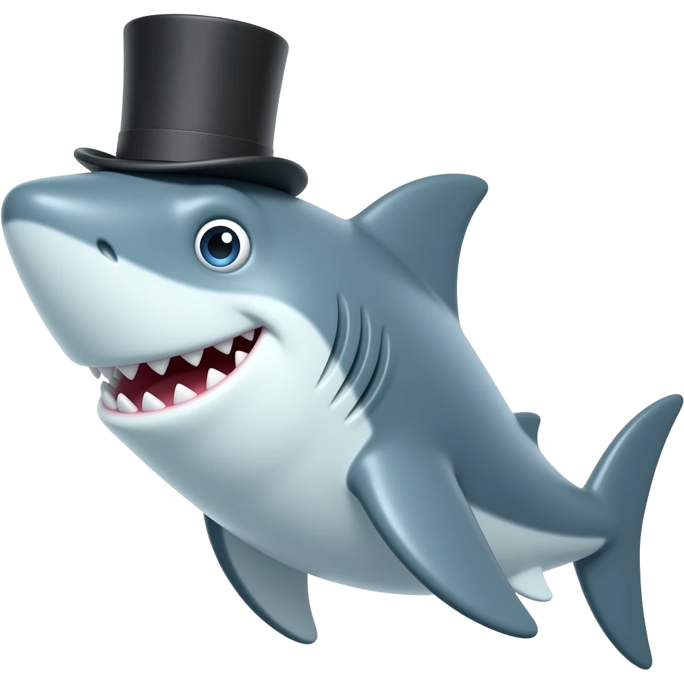 Shark with a top hat emoji