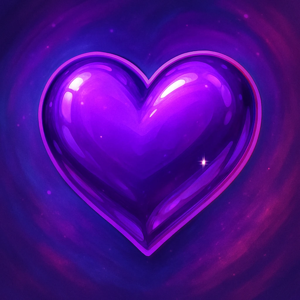 shiny purple heart, digital illustration, vibrant colors, detailed, gpt-image style emoji