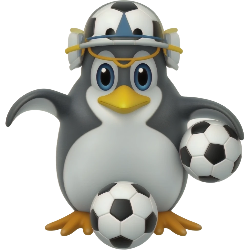 Un pingouin qui joue au foot ball emoji