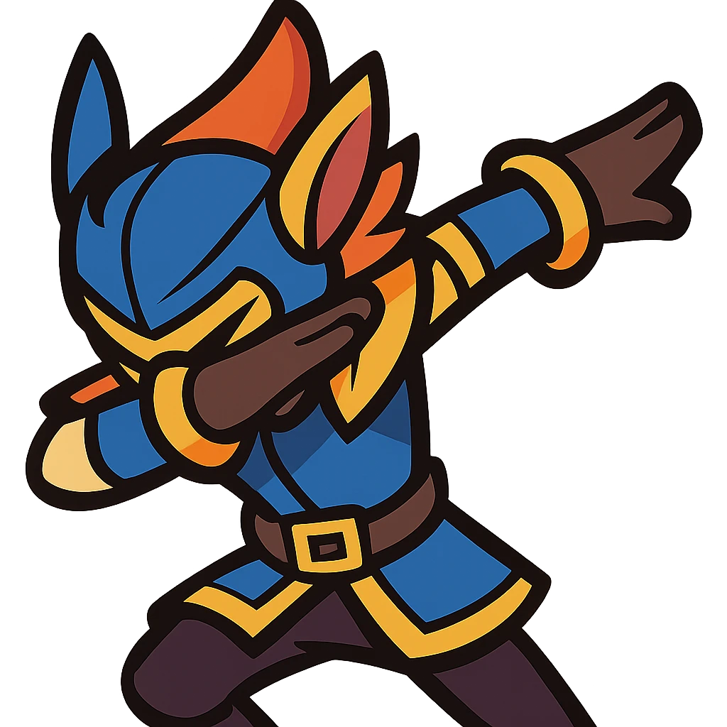 dynamic cartoon style vibrant colors League of Legends character doing a dab emoji