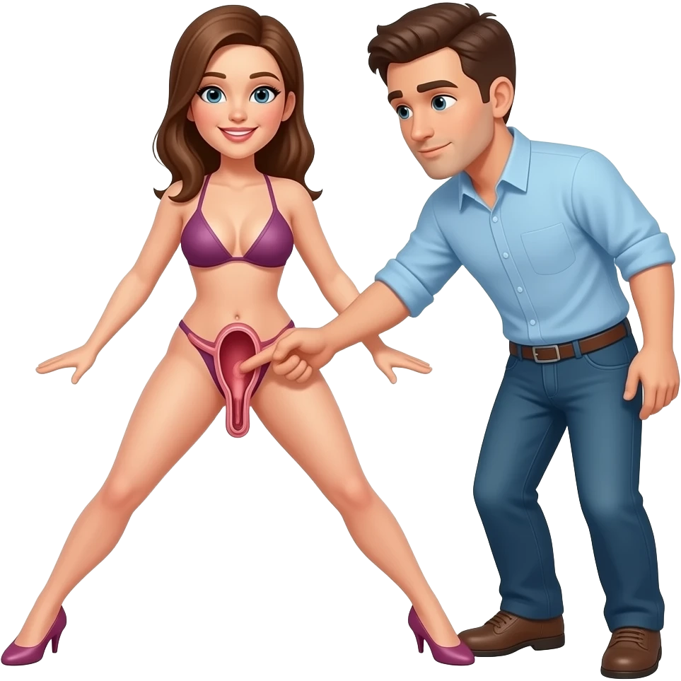 Woman with legs wide open and man sticking cock inside her vagina emoji