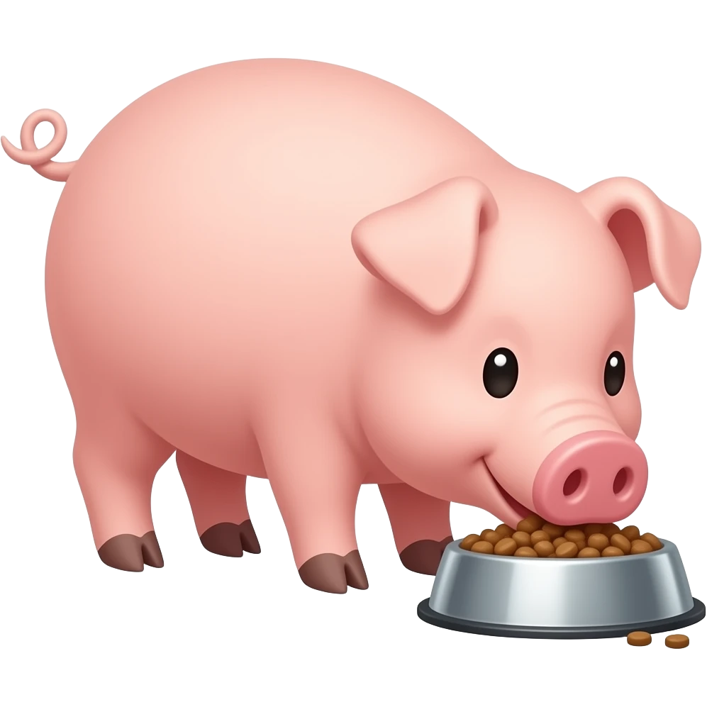 Cartoon pig on fours eating pig food forum the feeding bowl emoji