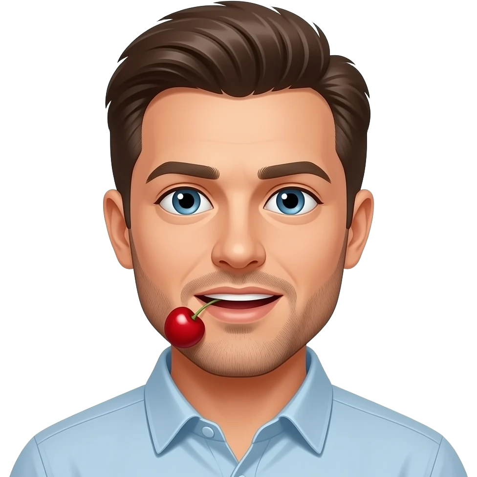 Man with a cherry in his mouth emoji