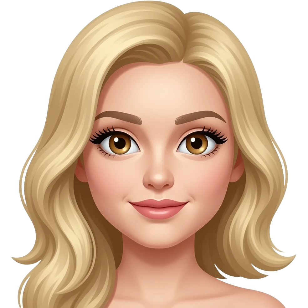 cheveux blond yeux brun gros faux cils emoji