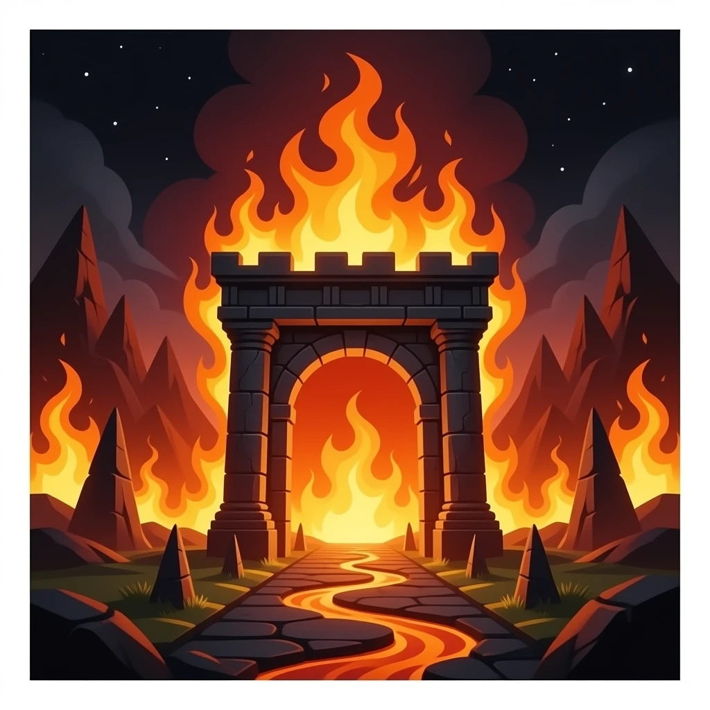 Gates of “Hades” with flames emoji