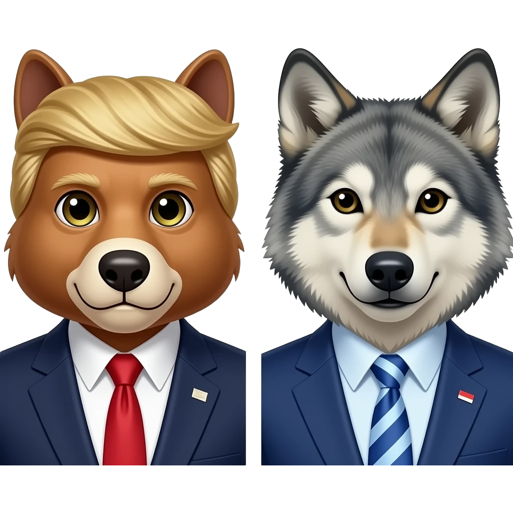 donald trump as an animal with joe biden as an wolf too emoji