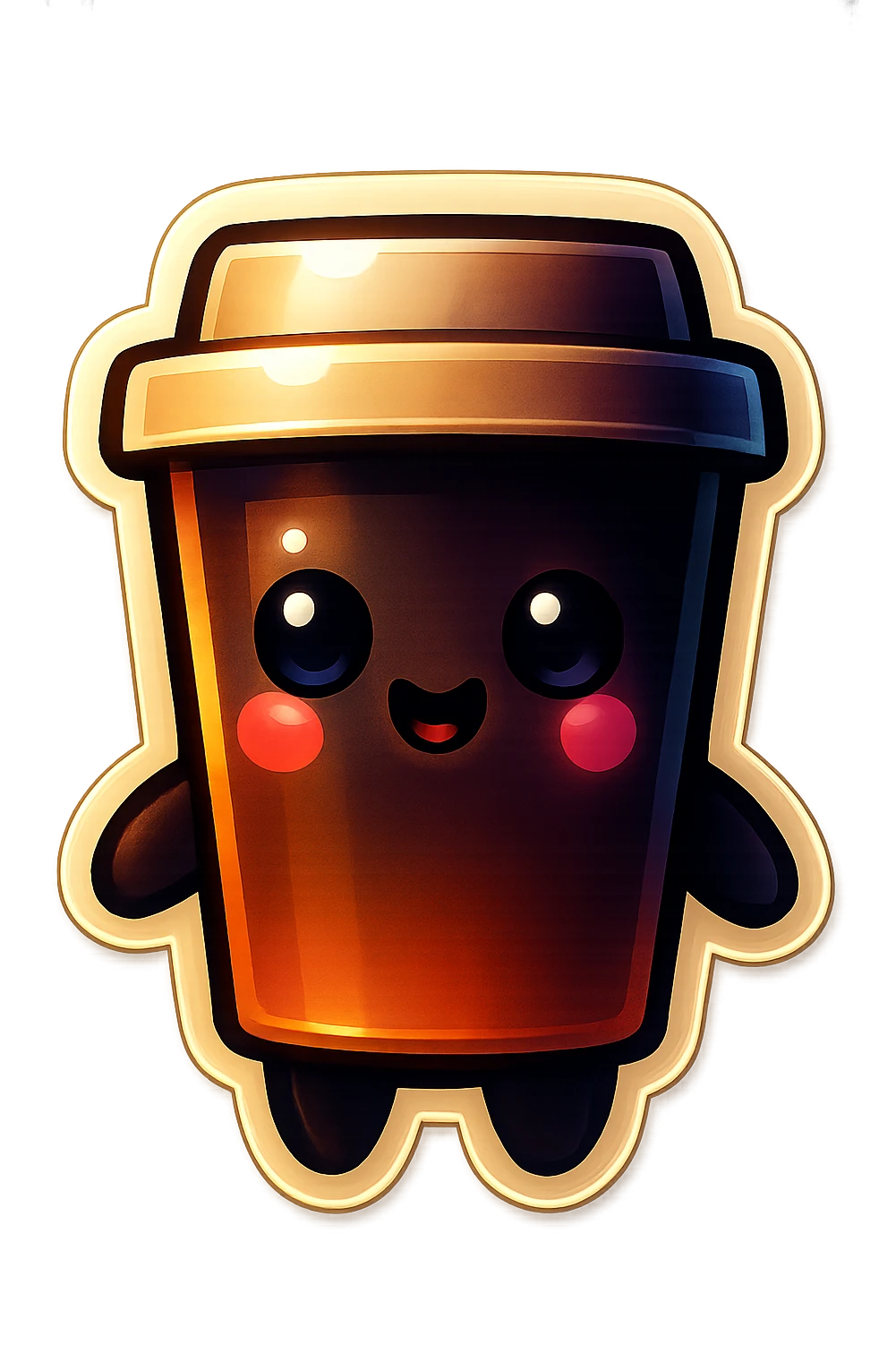 Tall coffee cup, dramatic, hiding emoji
