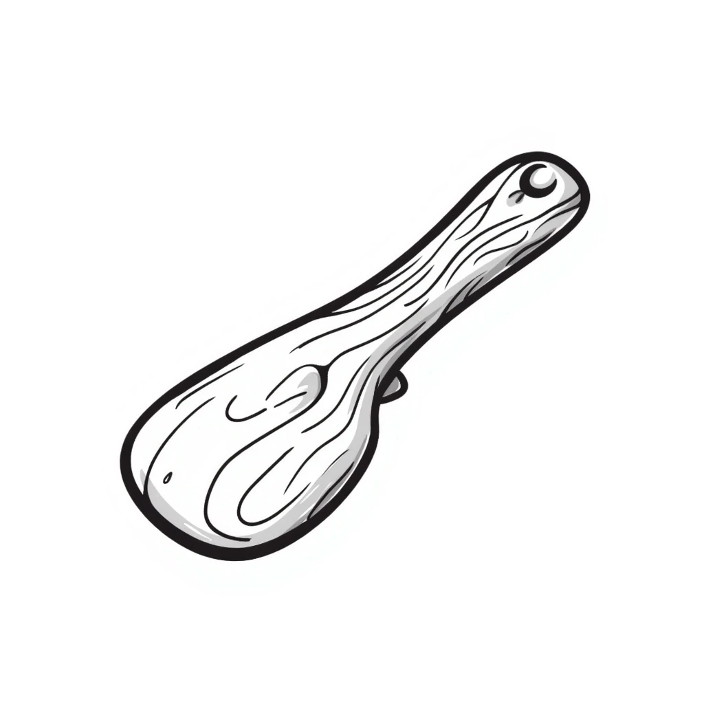 a tree wood gua sha tool, hand-drawn sketch, visible wood grain, organic form emoji