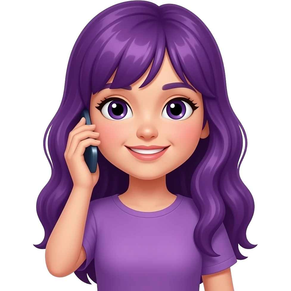 GIRL WITH LONG PURPLE HAIR IS CALLING emoji