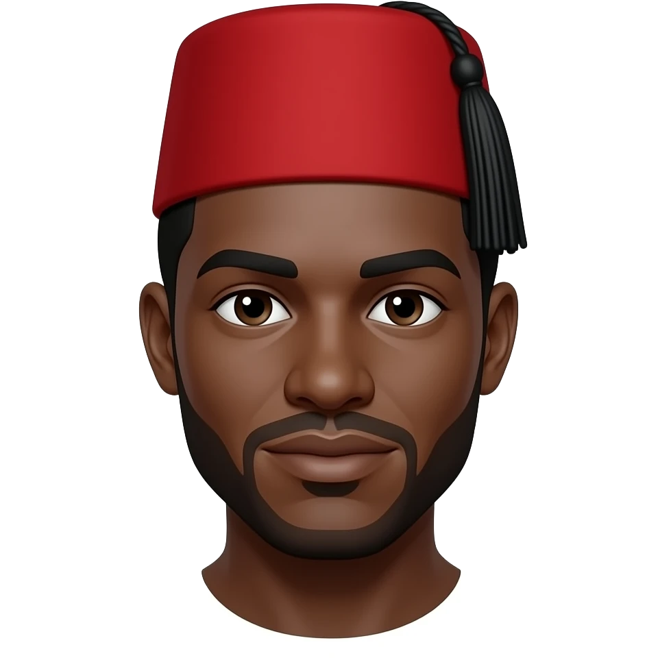 african man wearing classic red fez hat with black tassel, bust size emoji