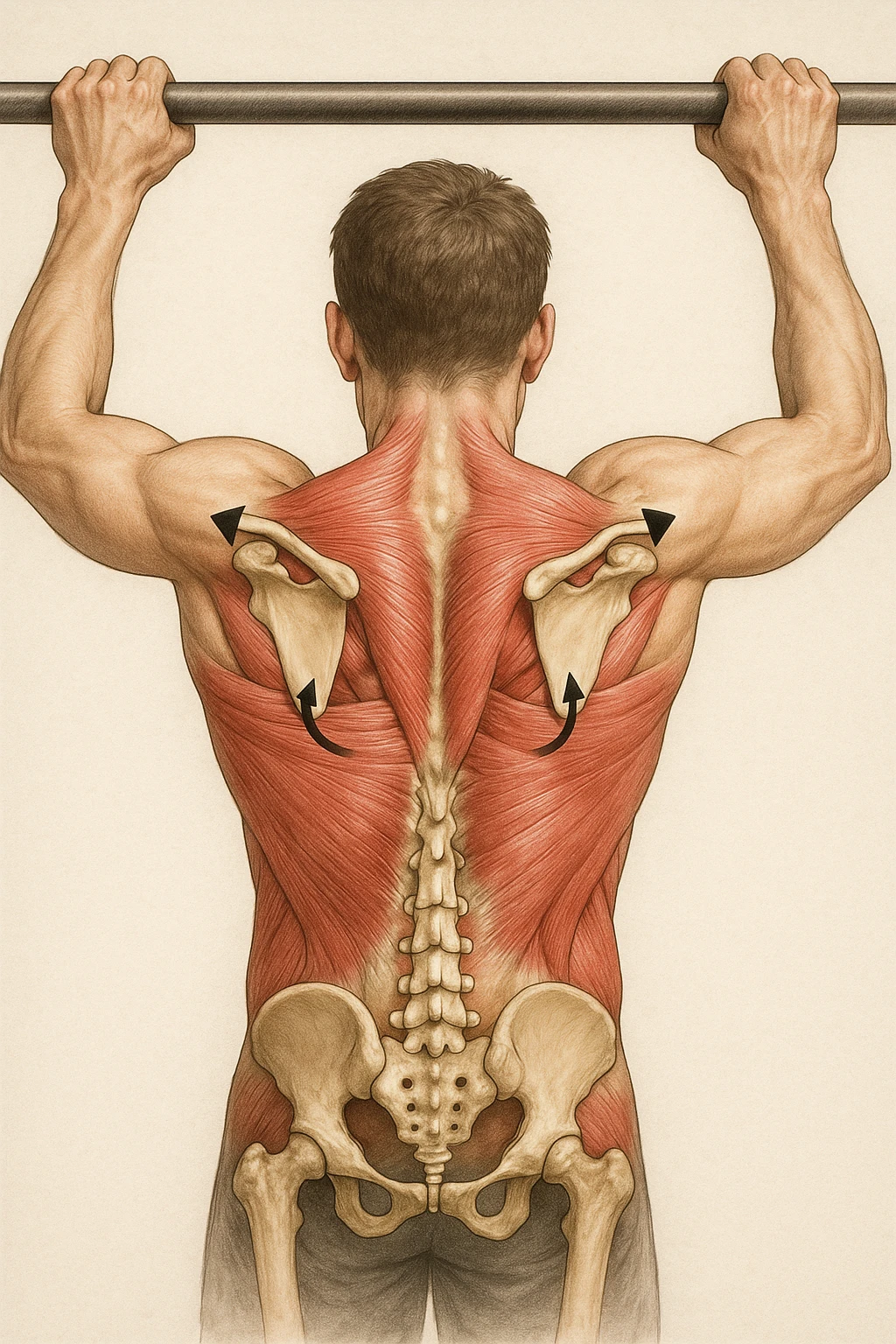 vista delle scapole durante le trazioni, visione anatomica emoji
