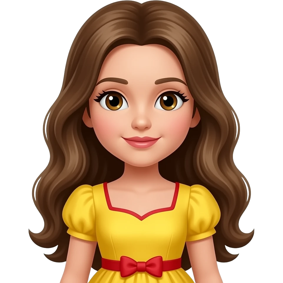 Boneca Emília com vestido amarelo e vermelho emoji