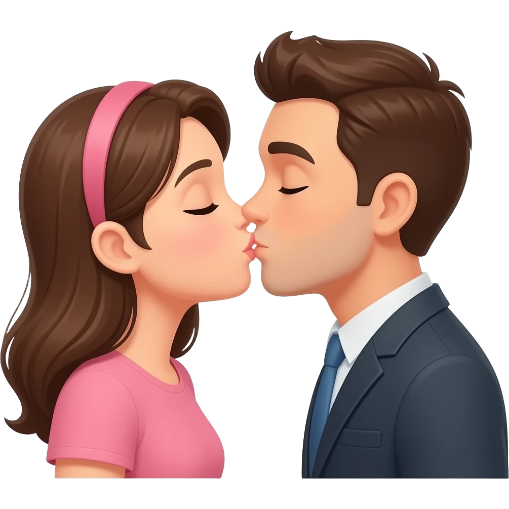 Someone looking at people kissing emoji