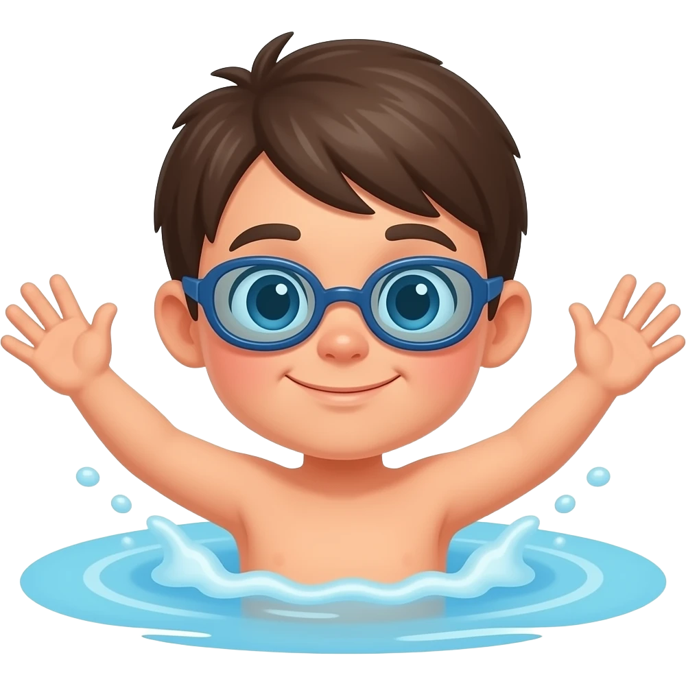 child swimming with arms emoji