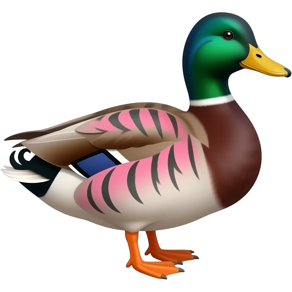 create emoji of highdetailed pinktigerpainted duck emoji