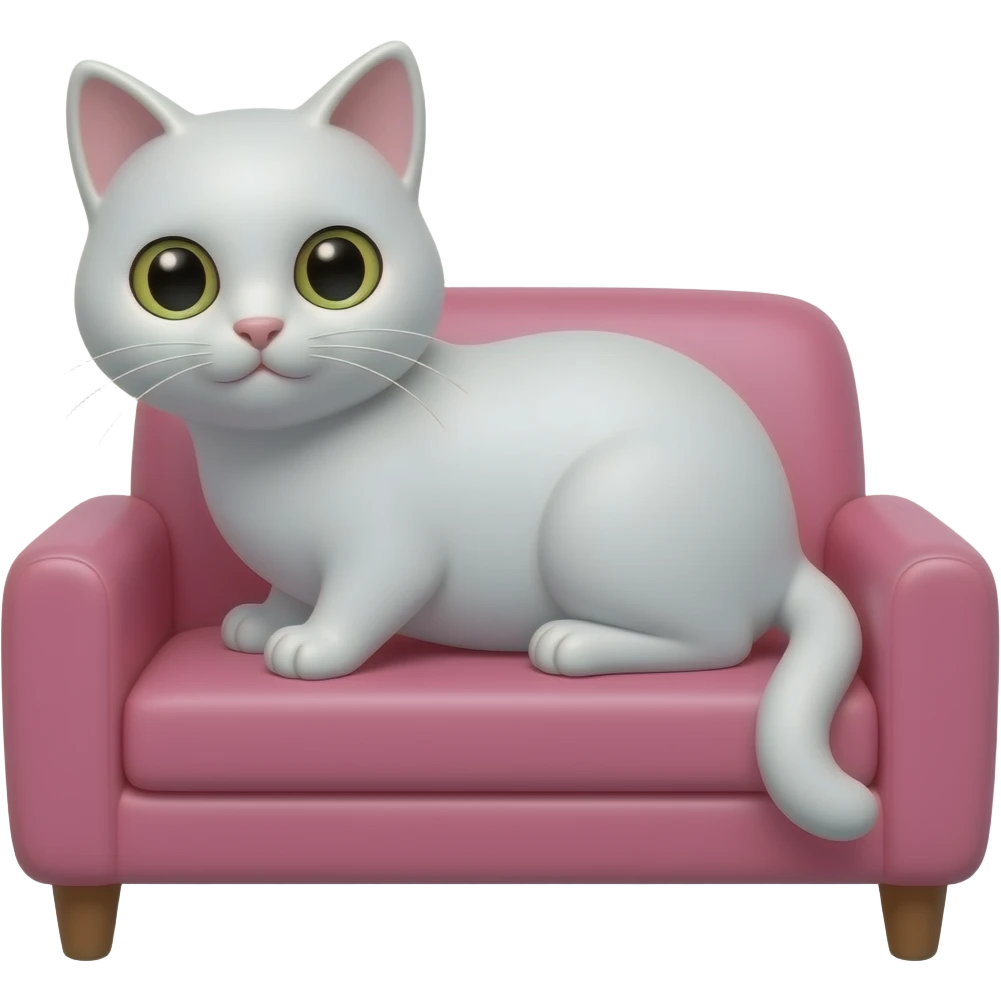 white cat on pink couch emoji