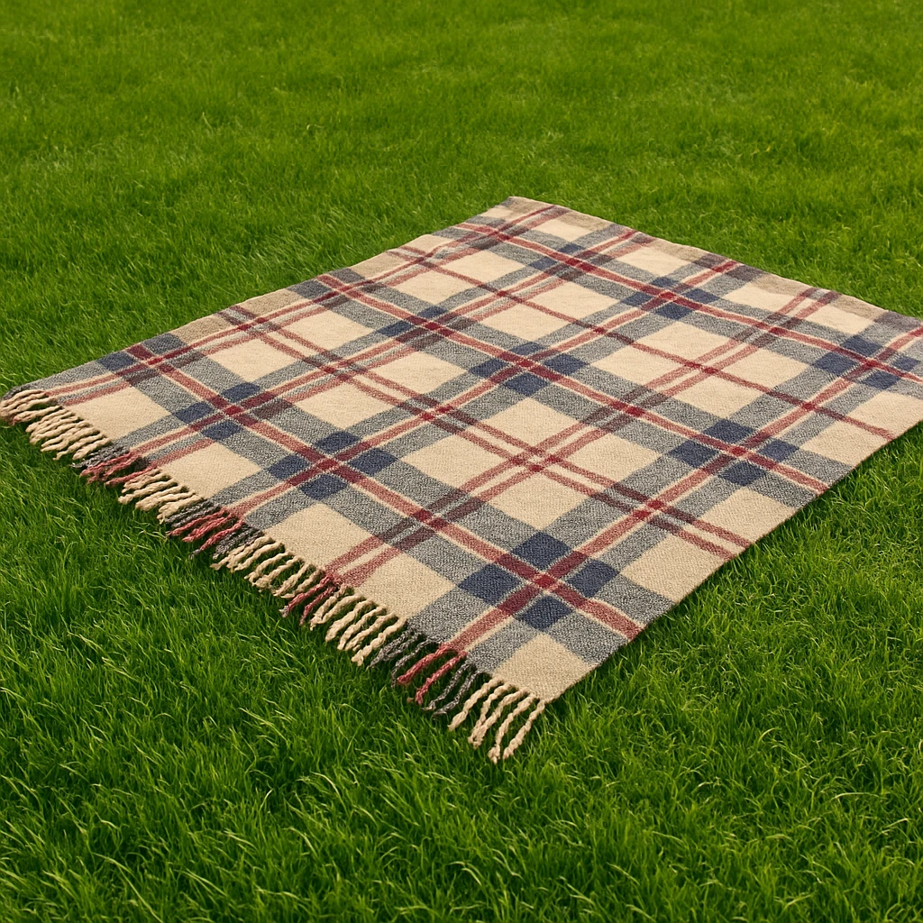 Green grass with a plaid blanket on it emoji