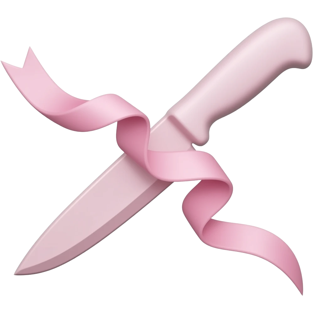 Pastel pink knife with a pastel pink ribbon emoji