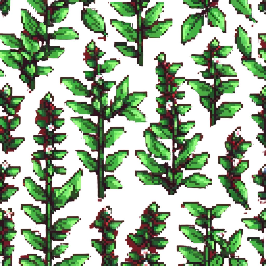 Green tea buds and leaves, pixel art style emoji
