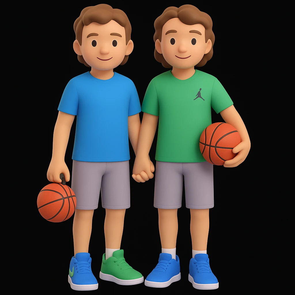 Make the boy's hair in the back shorter and remove the Jordan sneaker from his hand. Keep the style and background the same. emoji