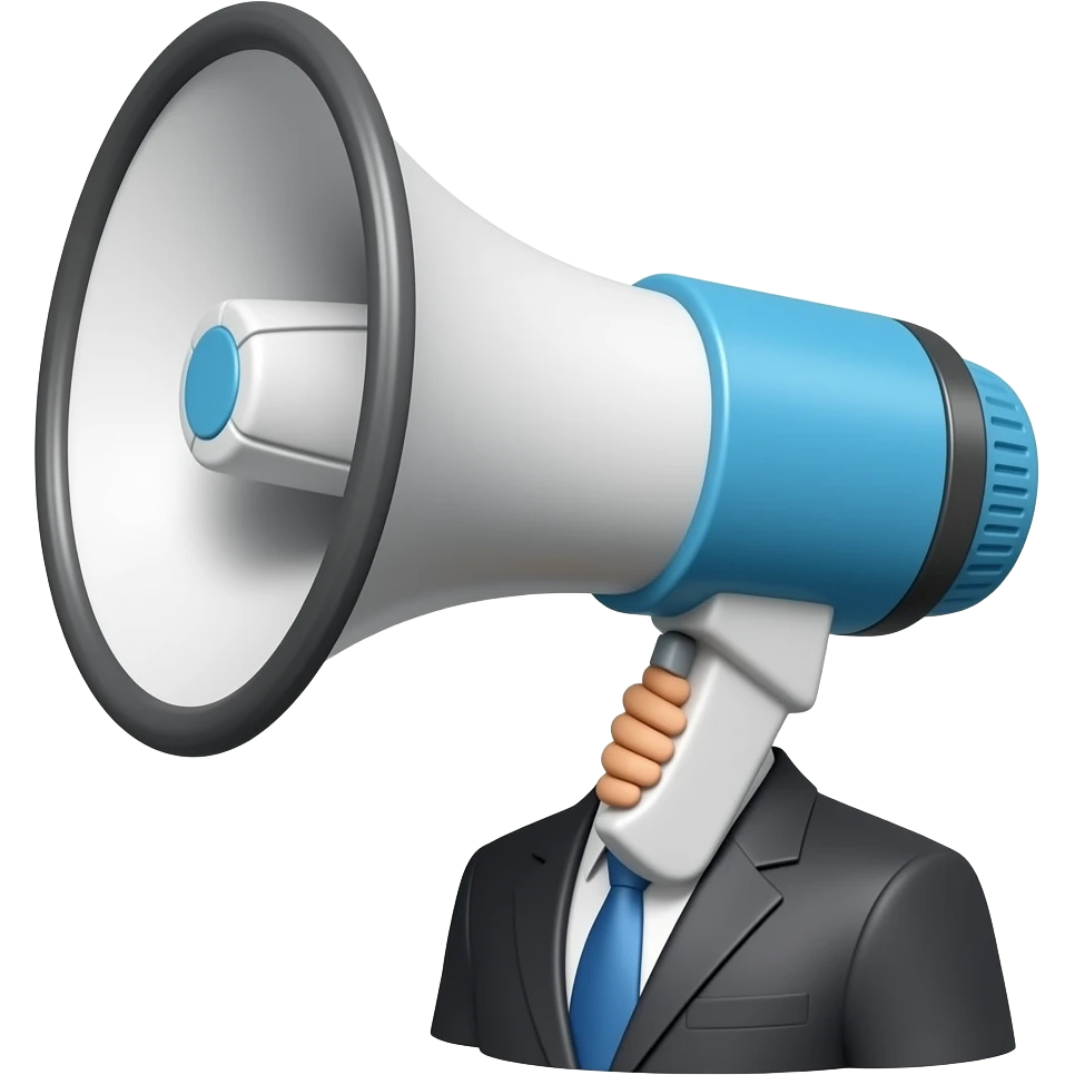 A person with a megaphone for a head emoji