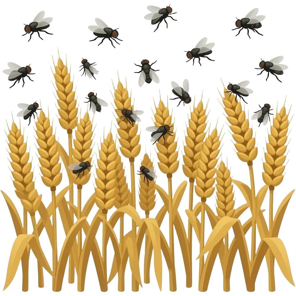 A swarm of Flies eating rotting crops in a field of wheat emoji