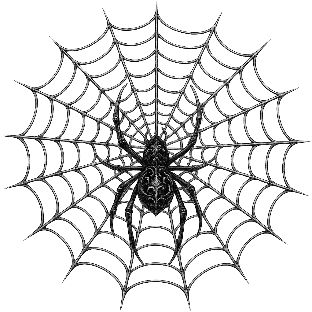 gothic spider web, black and silver, elegant and detailed, no background emoji