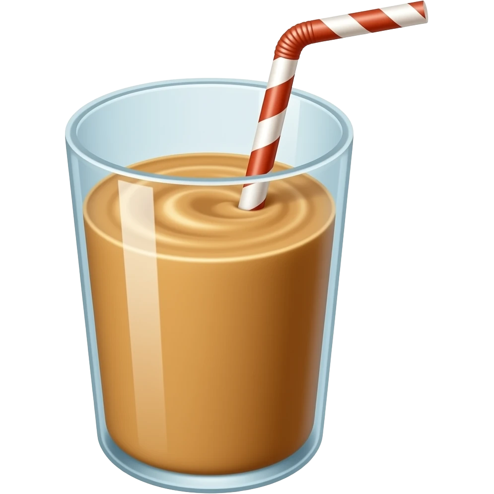 nut butter smoothie in a glass cup with a straw emoji