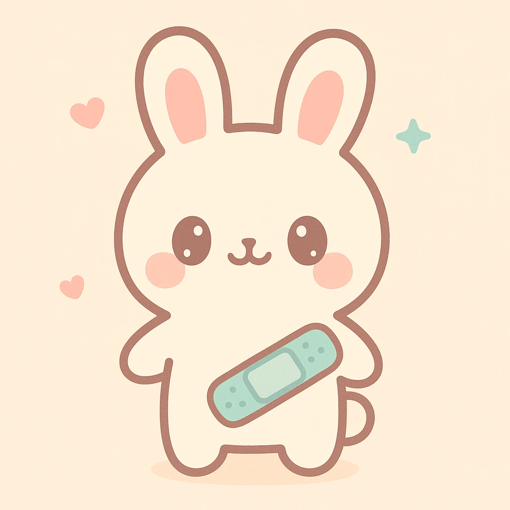 bunny with a bandage, soft and cute, simple background emoji