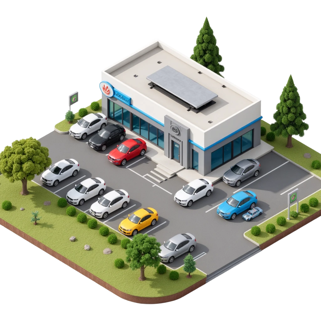 dealership lot with many cars emoji