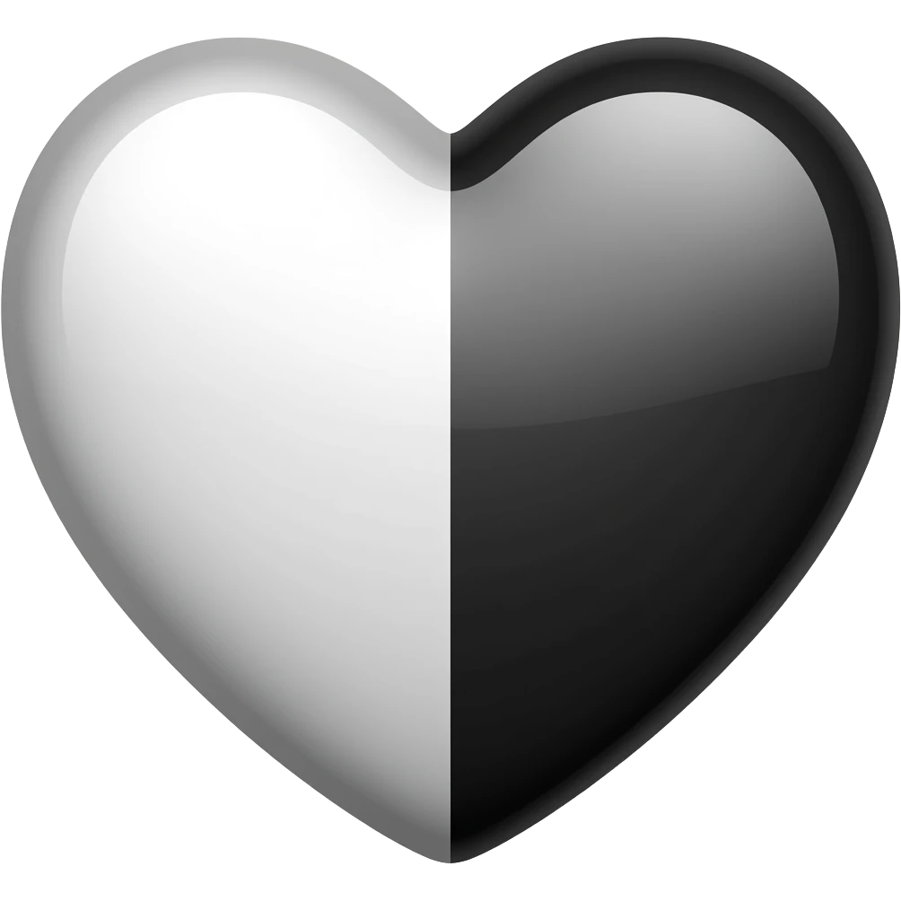i want a heart that is half white and half black. i want to be able to copy and paste it emoji emoji