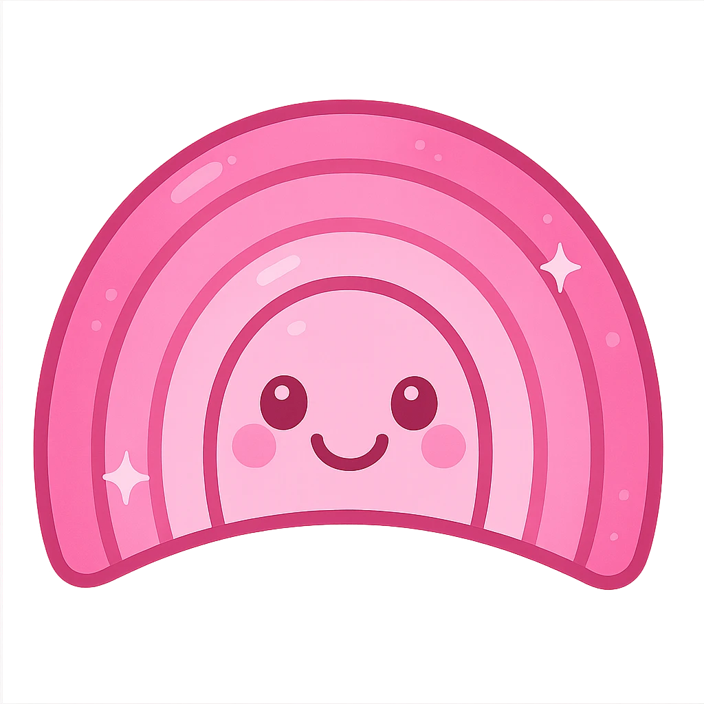 pink rainbow emoji, cheerful and bright emoji