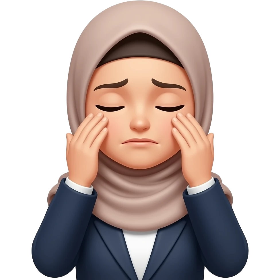 a hijabi person facepalming 🤦‍♀️ (or “slamming her face”) with a headscarf emoji