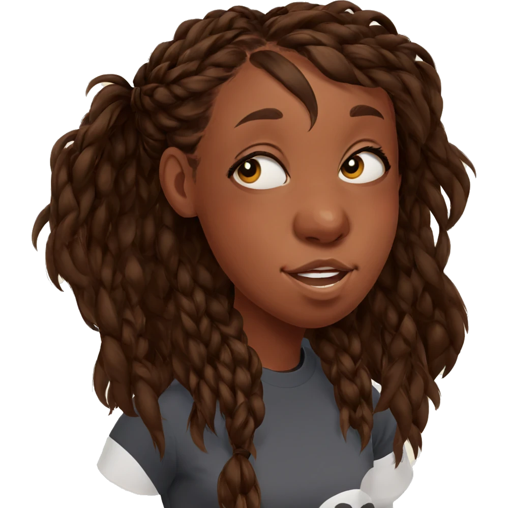dark-skinned girl with braids emoji