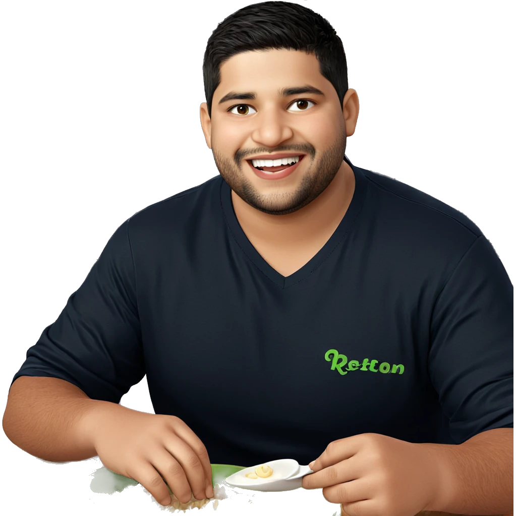 smiling boy enjoying rice meal emoji