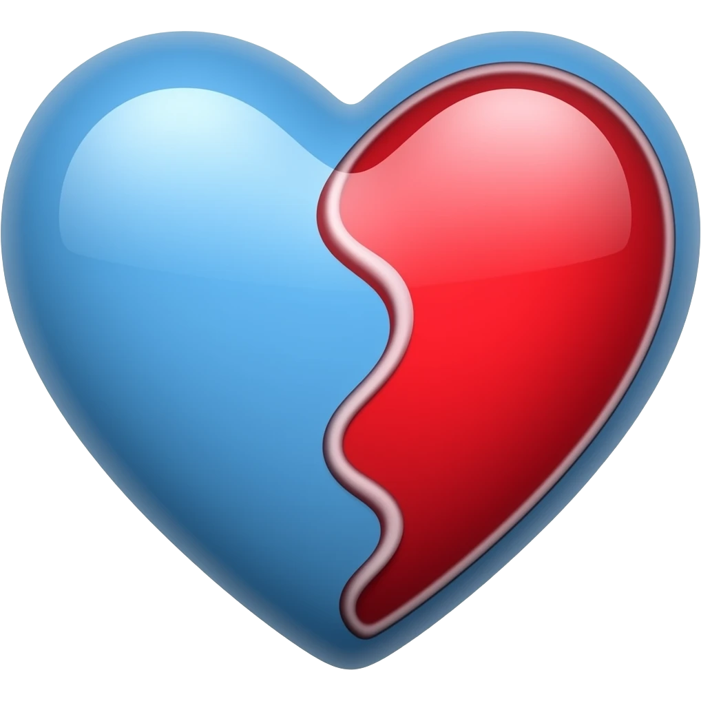 Corazon mitad azul y mitad rojo para copiar y pegar emoji