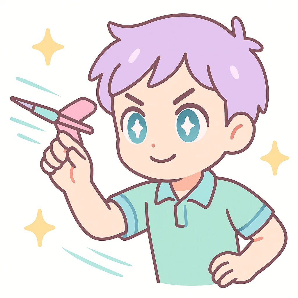 anime style emoji of a guy throwing darts, action motion lines, focused look emoji