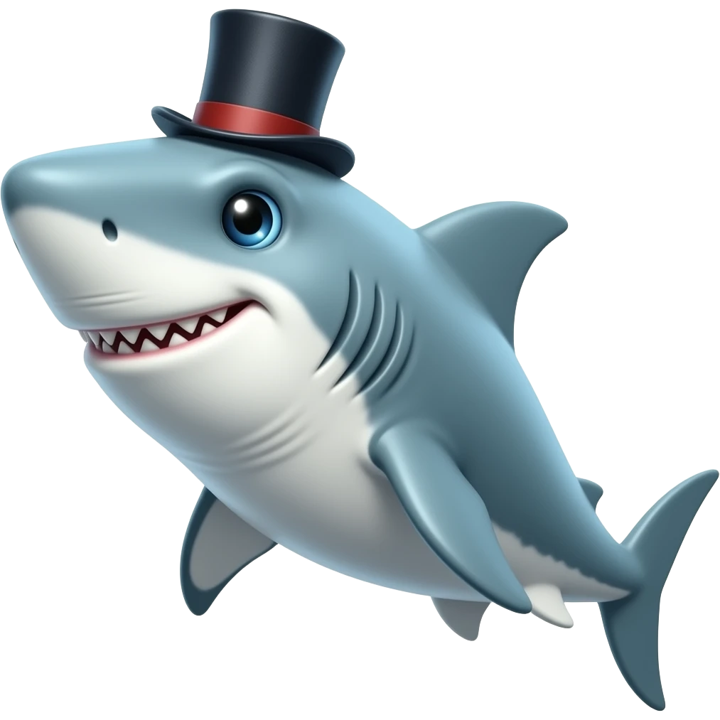 Shark with a top hat emoji