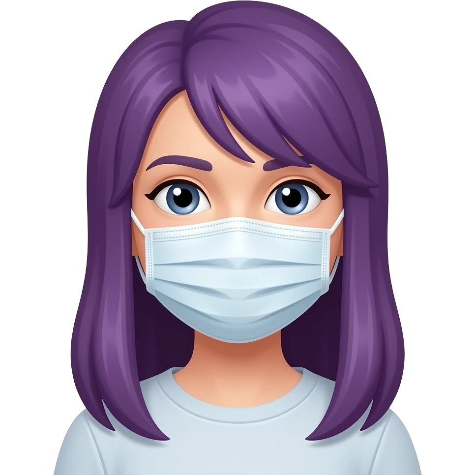 A YOUNG WOMAN WITH LONG PURPLE IS WEARING A FACE MASK emoji