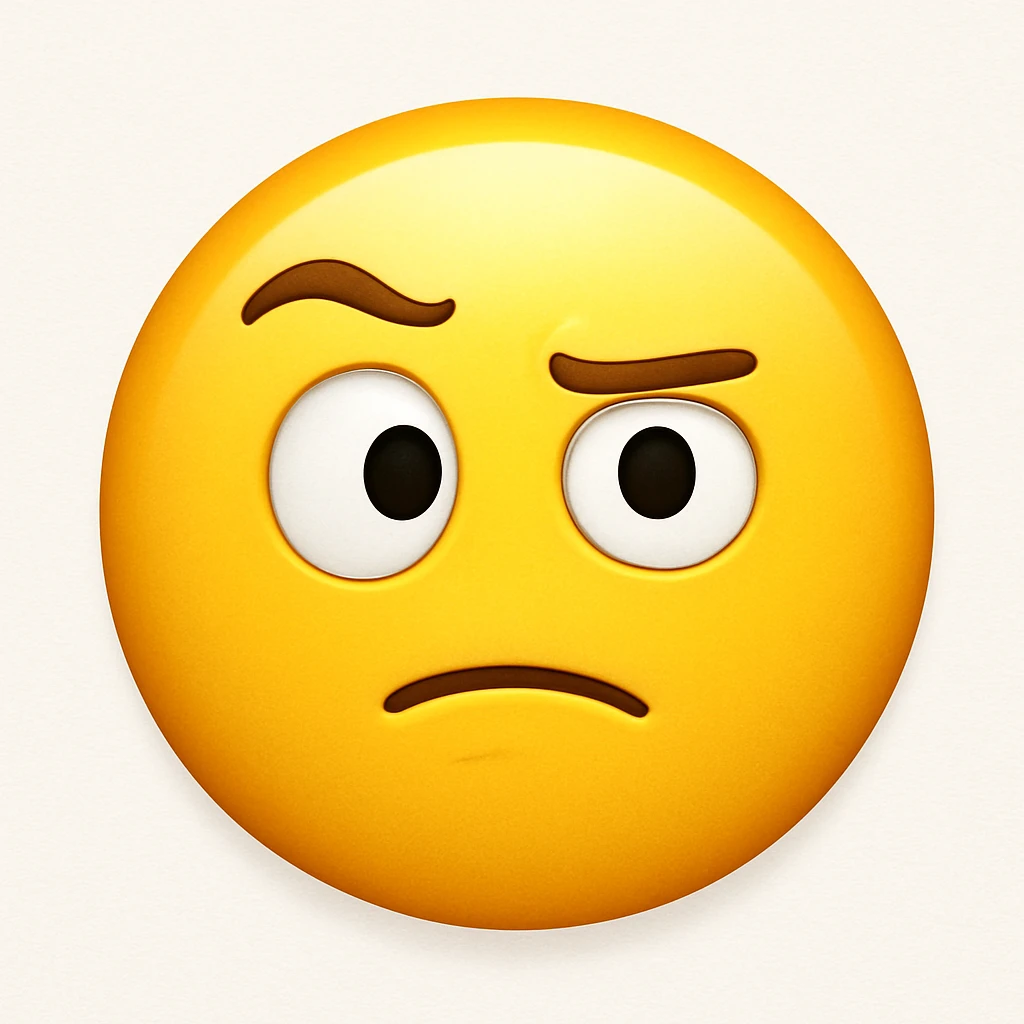 yellow emoji with a skeptical raised eyebrow emoji