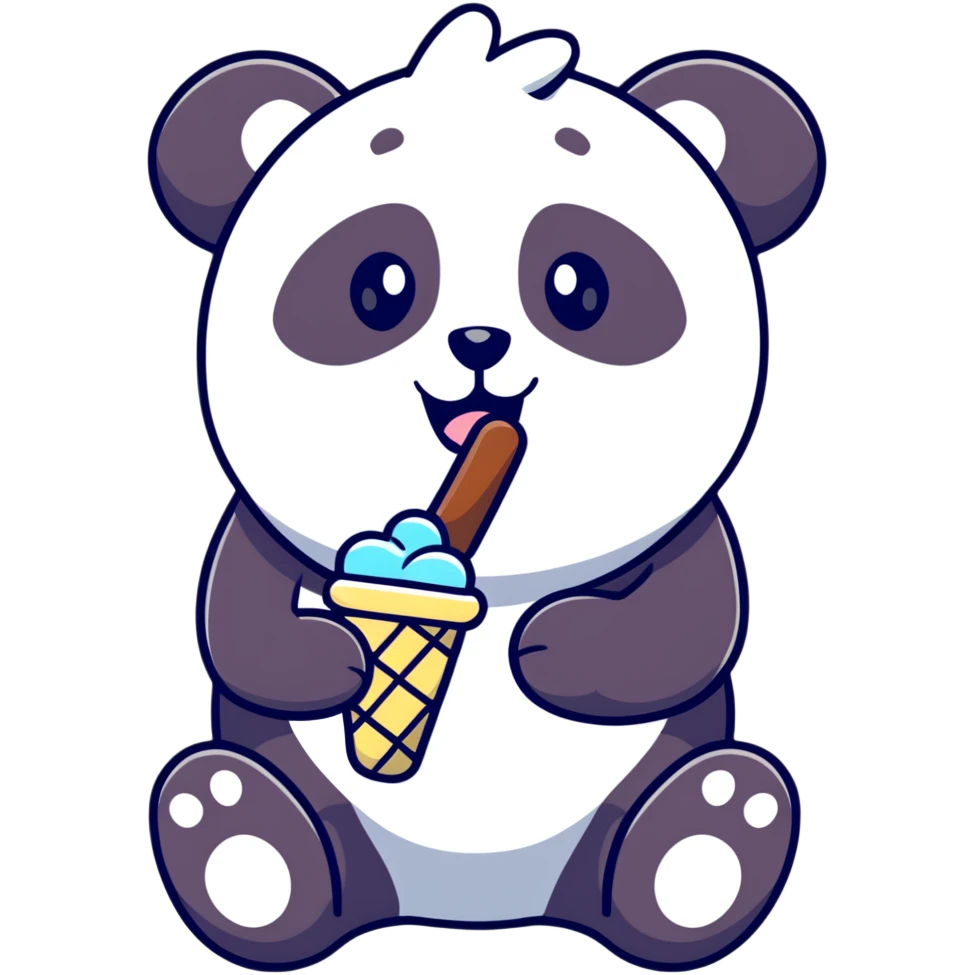 Panda eating ice cream emoji
