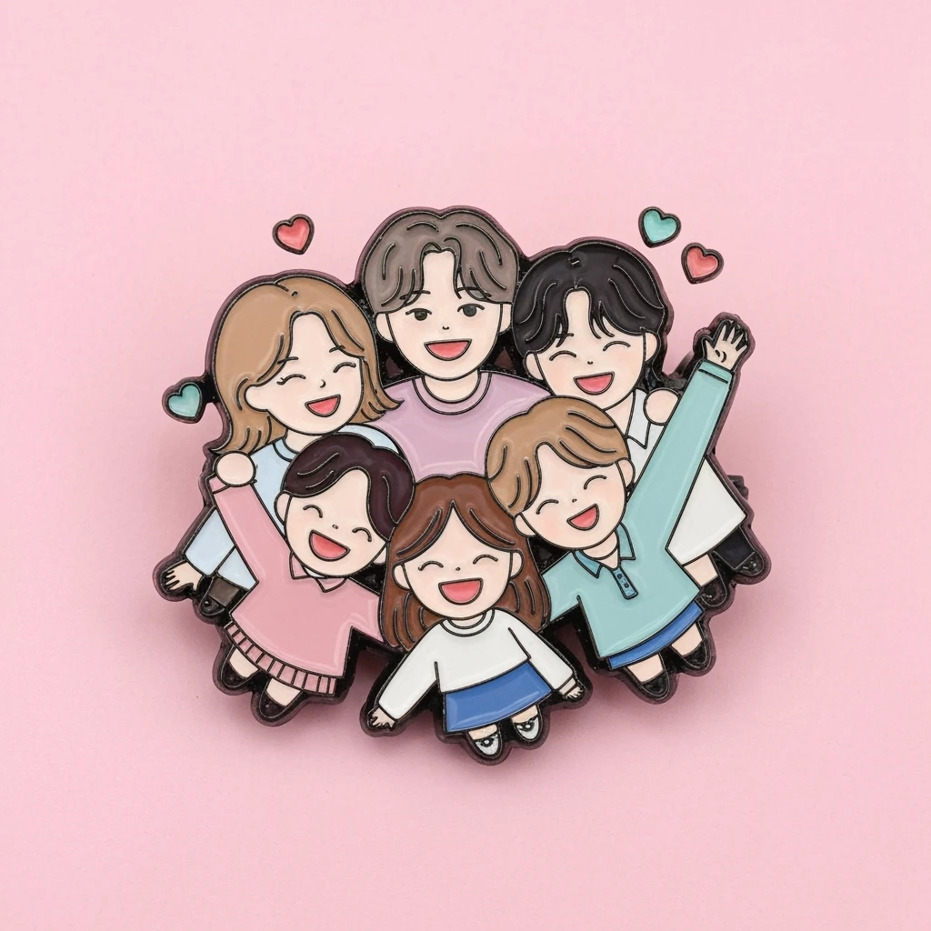 kpop friendship brooch, cute, expressive, minimal emoji