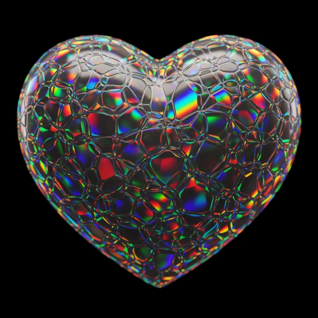 heart with a holographic effect, ultra detailed emoji