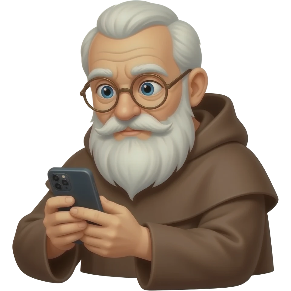very old Monk looking at phone emoji